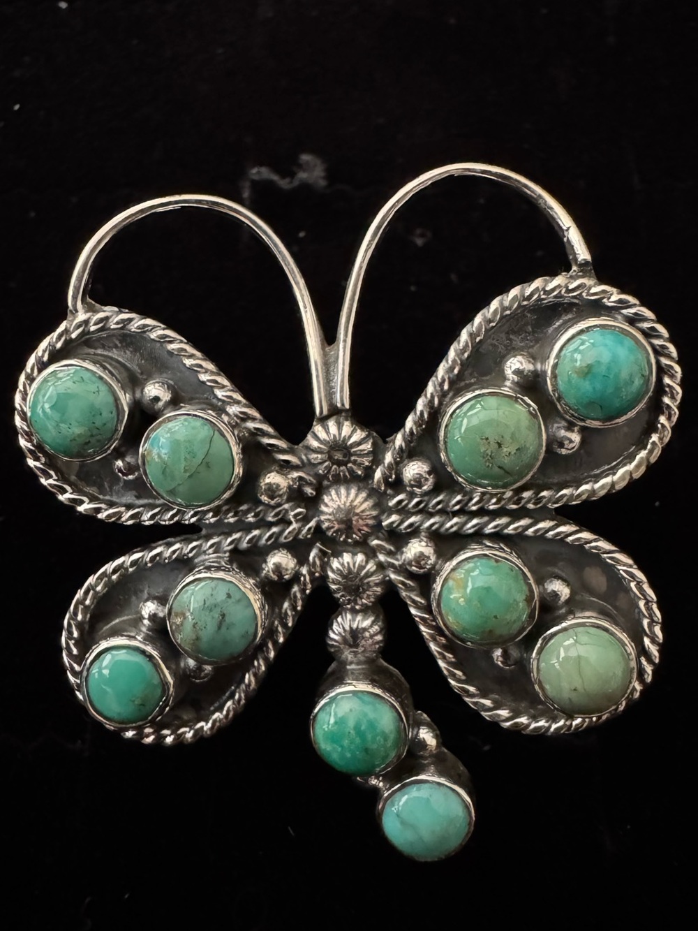 Sterling Silver Turquoise Butterfly statement ring- Green‎ Turquoise
